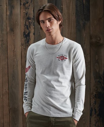 Superdry Men's Men's Live Gig Long Sleeved Top Light Grey / Mcqueen Marl - Size: Xxl