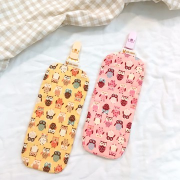 小小貓頭鷹-2色可選。雙面日本棉布附夾手帕 (可繡名字)