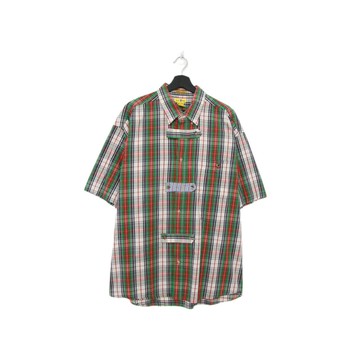 Back to Green-再製設計襯衫 格紋 彩色拼布ss-12//vintage shirt
