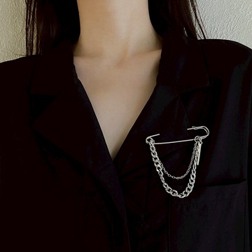 韓國ins潮原宿風鏈條胸針男女街頭時尚金屬別針西服裝飾個性飾品