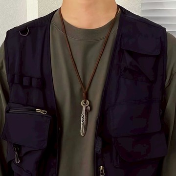 復古皮繩羽毛項鏈 日系項鍊 輪迴 VINTAGE 復古項鍊 皮繩項鍊 古著 吊墜 United Freak 2260