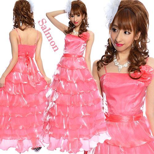 オーガンジー8段フリルロングティアード定番姫ドレス | LINEブランド 