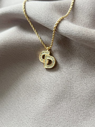 Dior鍍金經典CD水晶頸鏈項鏈 極美品 日本中古vintage