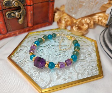 乙巳呈祥-精品紫超七、老礦精品藍磷灰、透體綠磷灰