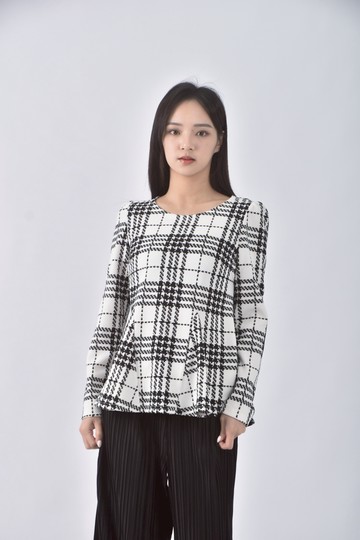 (S) eyescream質感圓領黑色長袖上衣