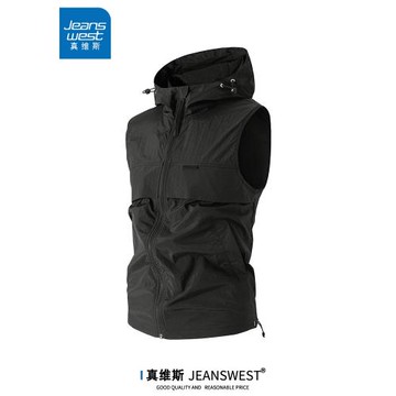 真維斯夏季無袖背心男女款連帽防曬衣輕薄寬松休閑防紫外線搭外套