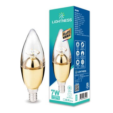 Lightness 7W LED智慧調光金色水晶燈 尖清白光E14