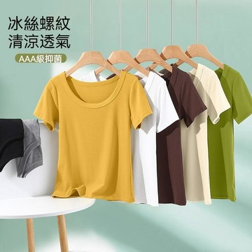台灣现貨 80kg夏季短袖 螺紋上衣 莫代爾上衣 女生短袖上衣 圓領短袖T恤 修身顯瘦上衣 薄款上衣 涼感上衣