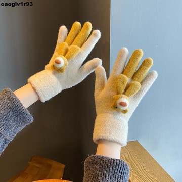 保暖手套 手套女冬季可愛小熊卡通加厚保暖可觸屏軟妹ins學生冬天騎行防寒