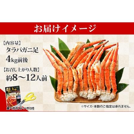 ふるさと納税 1706. ボイルタラバガニ足 4kg 食べ方ガイド・専用ハサミ付 カニ かに 蟹 海鮮 送料無料  北海道 弟子屈町 北海道弟子屈町