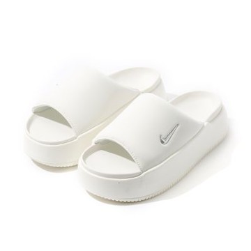 Nike Calm Elevation 女鞋 白色 奶油銀勾 厚底 休閒 運動 拖鞋 HJ5601-100