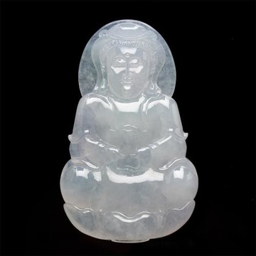 【雅紅珠寶】天然冰種白翡翠項鍊-觀世音菩薩-慈悲喜捨