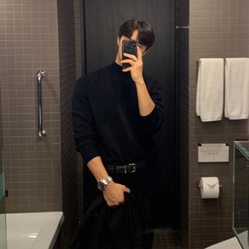 秋冬高級感半高領毛衣男韓版寬松休閑純色中領針織打底衫長袖內搭