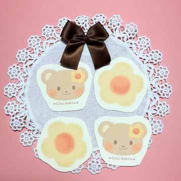 小卡片 - 熊熊 Chai 與花朵餅乾 -