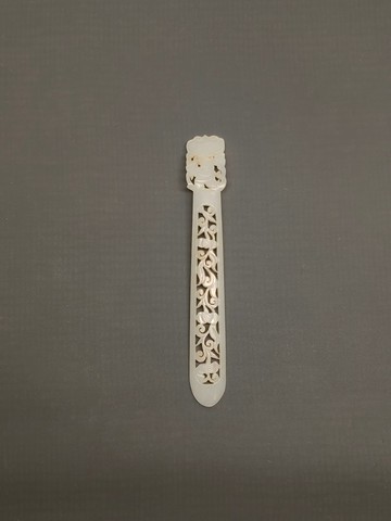 簍空如意雕花老和闐玉髮簪 –  純古董SA-067