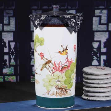 景德鎮陶瓷 手繪 大號茶葉罐水缸創意茶具茶餅 密封復古普洱茶罐