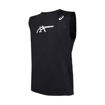 ASICS 男運動背心-吸濕排汗  台灣製 運動 上衣 休閒 2031E814-001 黑銀