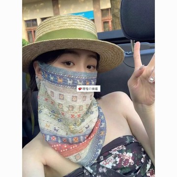 臺灣熱賣☆【可開發票】💕冰絲防曬面罩護頸一體女夏季防紫外線戶外透氣口罩掛耳防曬面紗