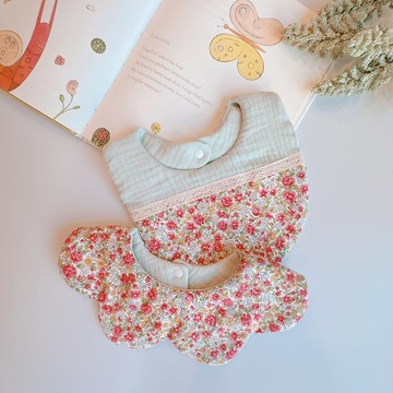 寶寶的鄉村風l八層紗圍兜兜l彌月禮盒l碎花圍兜兜l
