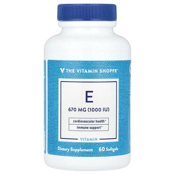 The Vitamin Shoppe, 維生素 E，670 毫克（1000 國際單位），60 粒軟膠囊