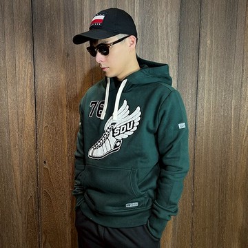 美國百分百【全新真品】Superdry 極度乾燥 帽T 連帽長袖T恤 上衣 復古 男 墨綠 BN86