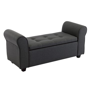 E-home Kyra凱拉歐式拉扣布面扶手收納長凳-三色可選深灰