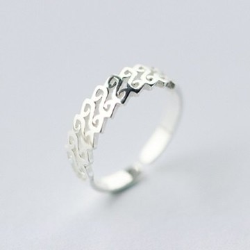 925純銀戒指開口戒-時尚日韓S型編織情人節生日禮物女飾品73dt798【獨家進口】【米蘭精品】