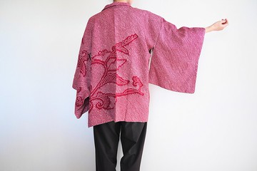 日本 KIMONO，Shibori 和服，真絲外罩，正宗和服