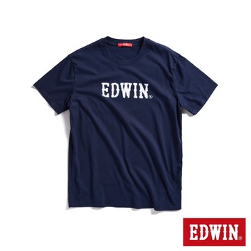 EDWIN 男裝 人氣復刻 斑駁LOGO短袖T恤-丈青色