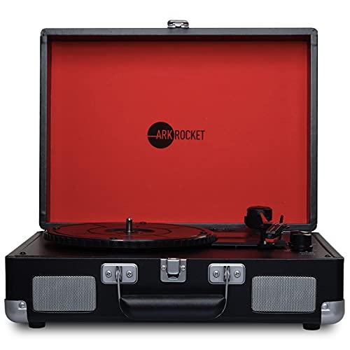 Arkrocket Curiosity Suitcase Bluetooth Turntable Vintage 3-Speed Record Player with Built-in Speakers Upgraded Turntable Audio Sound (Black 並行輸入品