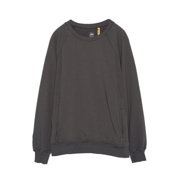 5th STREET｜女裝｜剪接羅紋寬版長袖T恤｜黑灰色