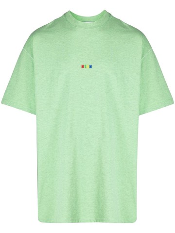 MSGM - embroidered-logo cotton T-shirt - men - Cotton - XL - Green