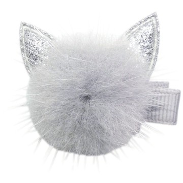 貂毛貓咪髮夾 全包布手工髮飾Marten Hair Cat-Gray