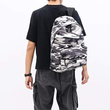 BALENCIAGA 刷舊設計個性迷彩印花雙肩後背包(灰白 大)