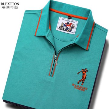 清倉特價夏季拉鏈短袖T恤男裝絲光棉體恤上衣服休閑POLO衫翻領T薄