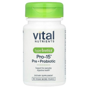Vital Nutrients, Hyperbiotics®，PRO-15®，益生元 + 益生菌，60 粒全素微珠