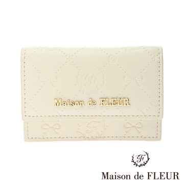 Maison de FLEUR 原創字母蝴蝶結壓花設計名片卡夾(8A33FTJ0400)