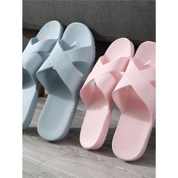 拖鞋女馬卡龍交叉帶夏新款家居家用室內情侶洗澡浴室防滑涼拖男士