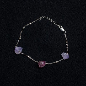 天然石原礦純銀手鏈