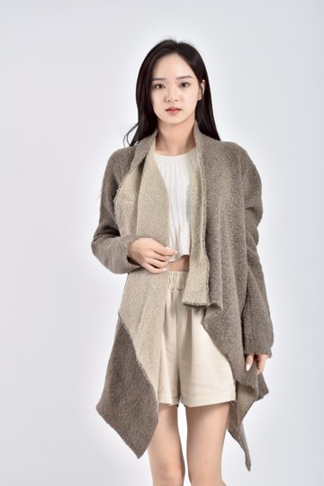 (XL) zaraknit質感針織長袖灰棕色罩衫