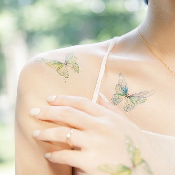 冰晶蝴蝶-2入紋身貼紙 原創手繪設計