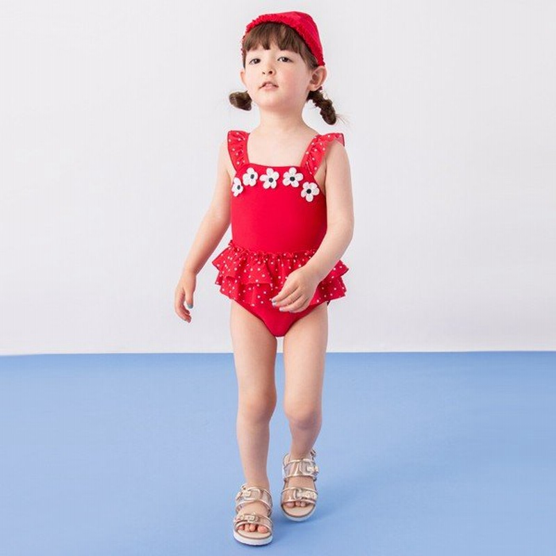 プティマイン Petit Main ドット花モチーフワンピース水着 Swim 通販 Lineポイント最大0 5 Get Lineショッピング