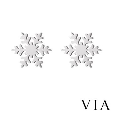 【VIA】節日系列 聖誕節雪花造型白鋼耳釘 造型耳釘 鋼色