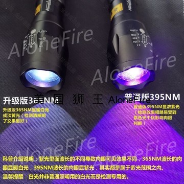 【全球優品匯】強光LED大功率紫外線可充電18650紫光燈熒光劑防偽檢測驗鈔手電筒