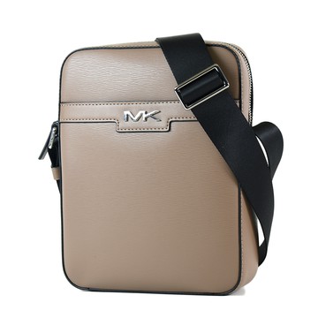 MICHAEL KORS 男款 水波紋防刮拉鍊斜背包-可可色