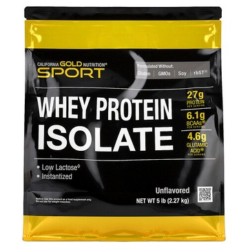 California Gold Nutrition, 運動系列，分離乳清蛋白，原味，5 磅（2.27 千克）