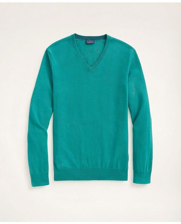 Brooks Brothers Men's Big & Tall Supima Cotton V-Neck Sweater | Teal | Size 2X Tall