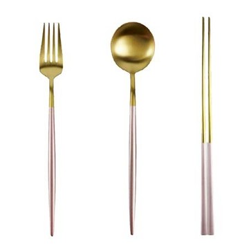 卡朵玫瑰光影不鏽鋼環保餐具組/絢金