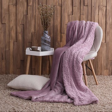 溫莎粉 / 法蘭絨x羊羔絨貼身即暖雙面毯 / HOYACASA