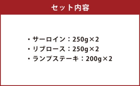 くまもと あか牛 ステーキセット② 計1.4kg（サーロイン 250g×2 リブロース 250g×2 ランプステーキ 200g×2）和牛 国産